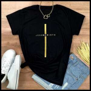 Camiseta Jesus Cristo Moda Evangélica T-shirt Feminina Baby Look Algodão Macio Gospel Estilo e Fé