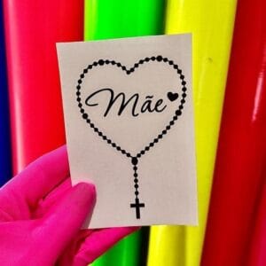[10x6cm] Adesivo | Terço coração Mãe | Fundo vazado