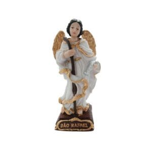 São Rafael Arcanjo 15cm Resina Estátua Católica Proteção Fé Decoração Altar Presente Imagem Religiosa Santo de Resina