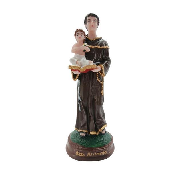 Santo Antônio 15cm em Resina Estátua Católica Imagem Religiosa para Altar Decoração Presente de Fé Artesanal
