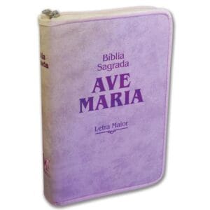 Bíblia Sagrada Ave-Maria - Católica - Capa Corino Rosa Grande Zíper Strike - Letra Maior
